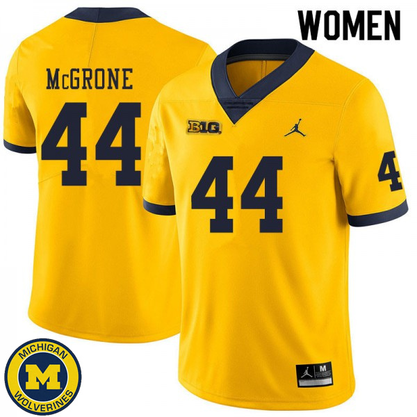 Women's University of Michigan #44 Cameron McGrone Yellow Replica Jersey